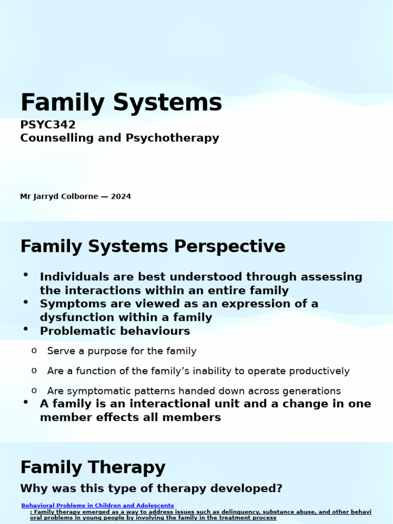 Family Therapy Approaches and Techniques | PDF | Psychotherapy | Family ...