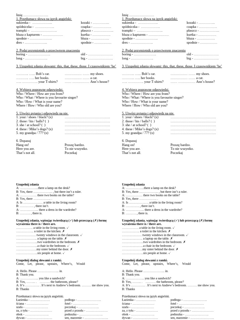 English Class Test Do Szkoły Unit 2 | PDF