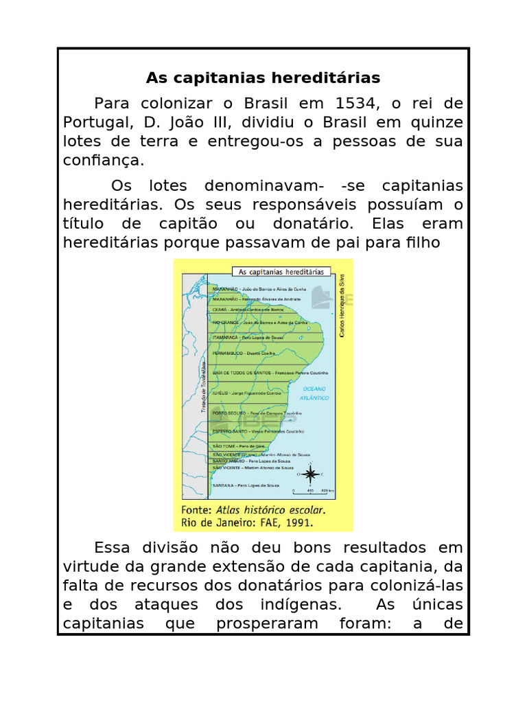 Capitanias Hereditárias no Brasil | PDF