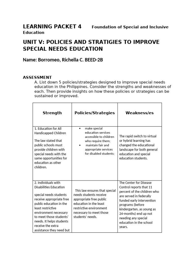 Strategies for Enhancing Special Needs Education | PDF | Learning ...