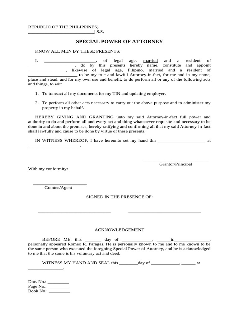 Special Power of Attorney | PDF