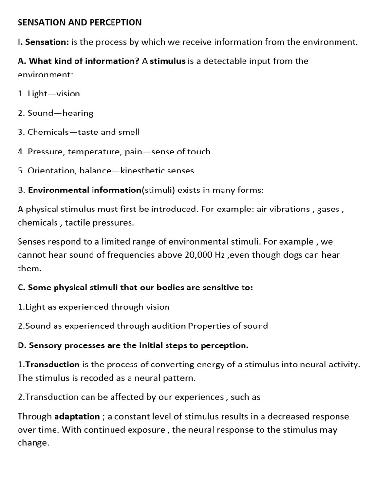 Understanding Sensation and Perception | PDF | Senses | Perception