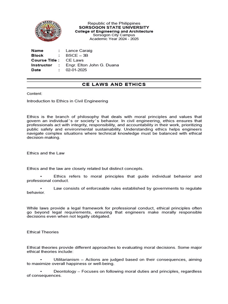 Ethics in Civil Engineering Overview | PDF | Justice | Crime & Violence