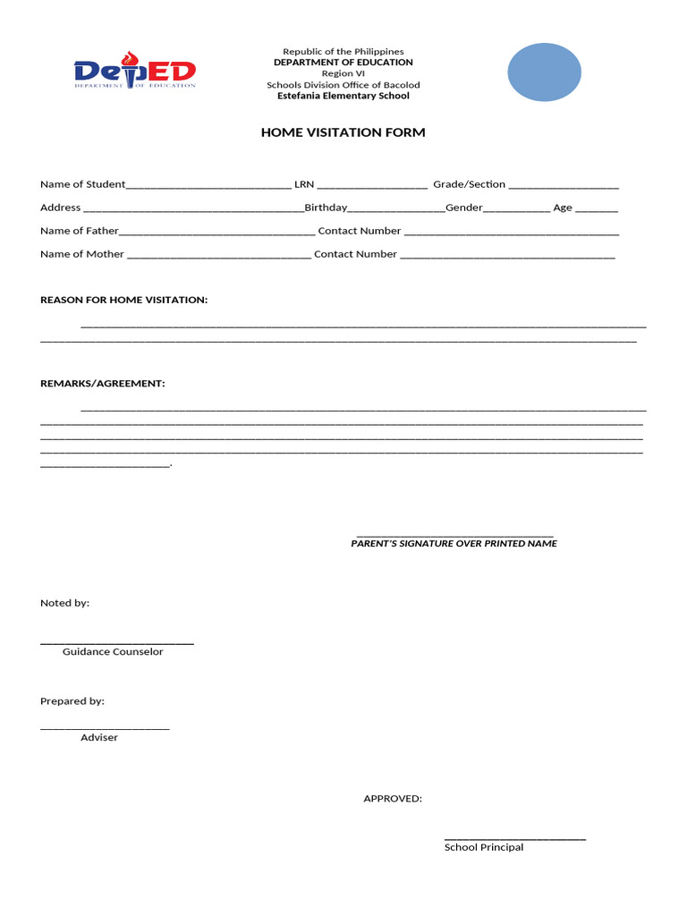home visit template PDF