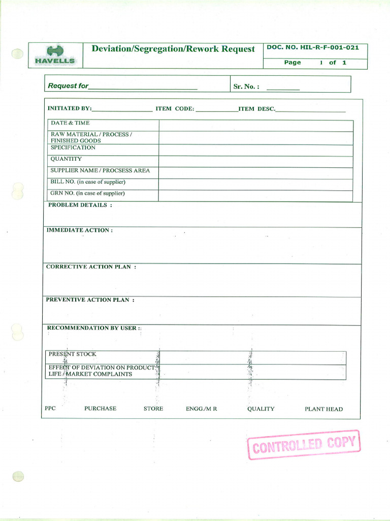 HIL-R-F-001-021 Deviation Segration Rework report | PDF