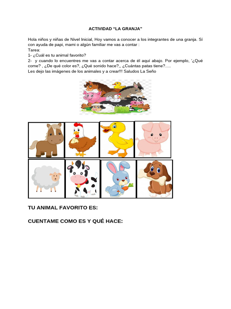 Actividades de la Granja para Niños | PDF