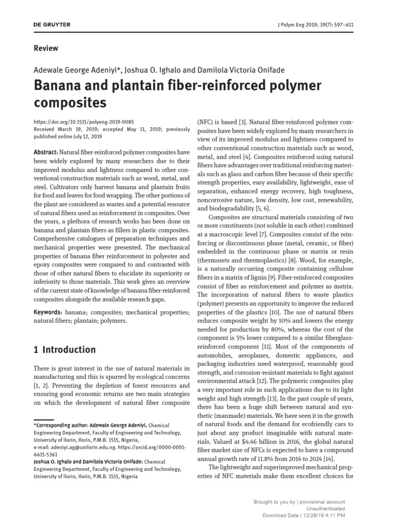 Banana Fiber-Reinforced Polymer Composites | PDF | Composite Material ...