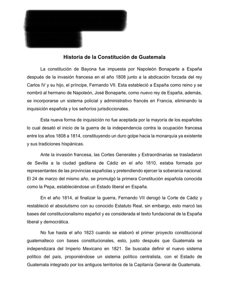 Historia de la Constitución de Guatemala | PDF | Guatemala | Constitución