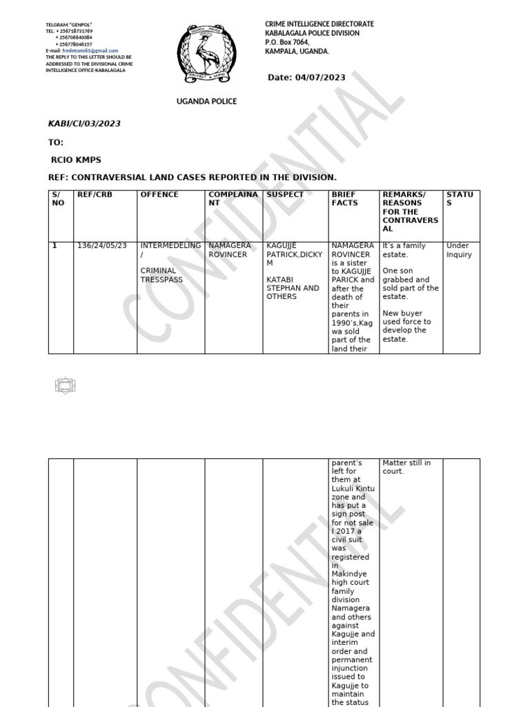 Controversial Land Cases Report | PDF | Justice | Crime & Violence