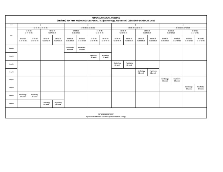 2025 Medicine Clerkship Schedule | PDF | Medicine | Health Care