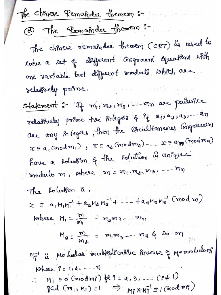 The Chinese Remainder Theorem Introduction | PDF