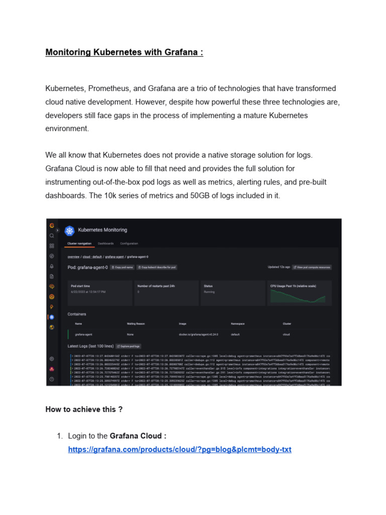 Kubernetes Monitoring with Grafana Cloud | PDF | Computer Architecture ...