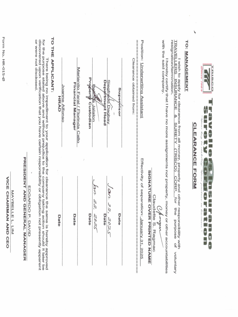 Clearance Form | PDF