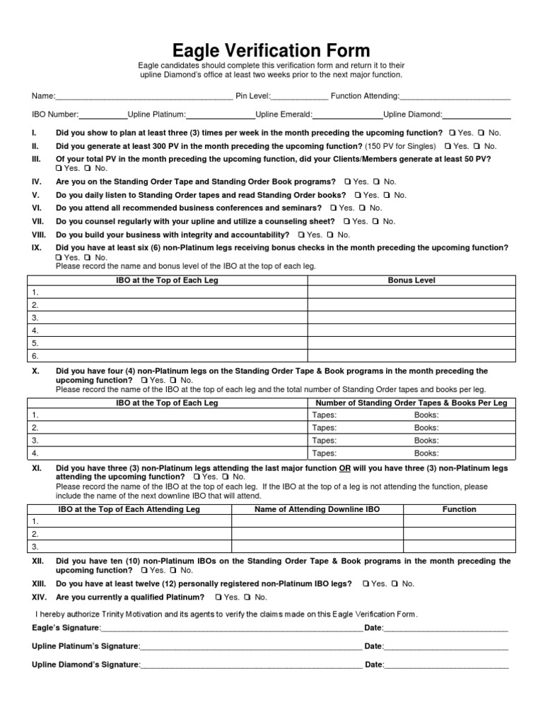 Eagle Verification Form for IBOs | PDF | Business