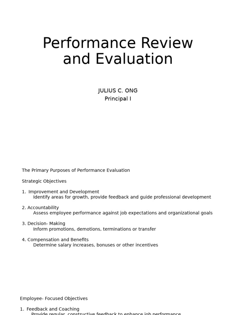 Performance Review Objectives Explained | PDF