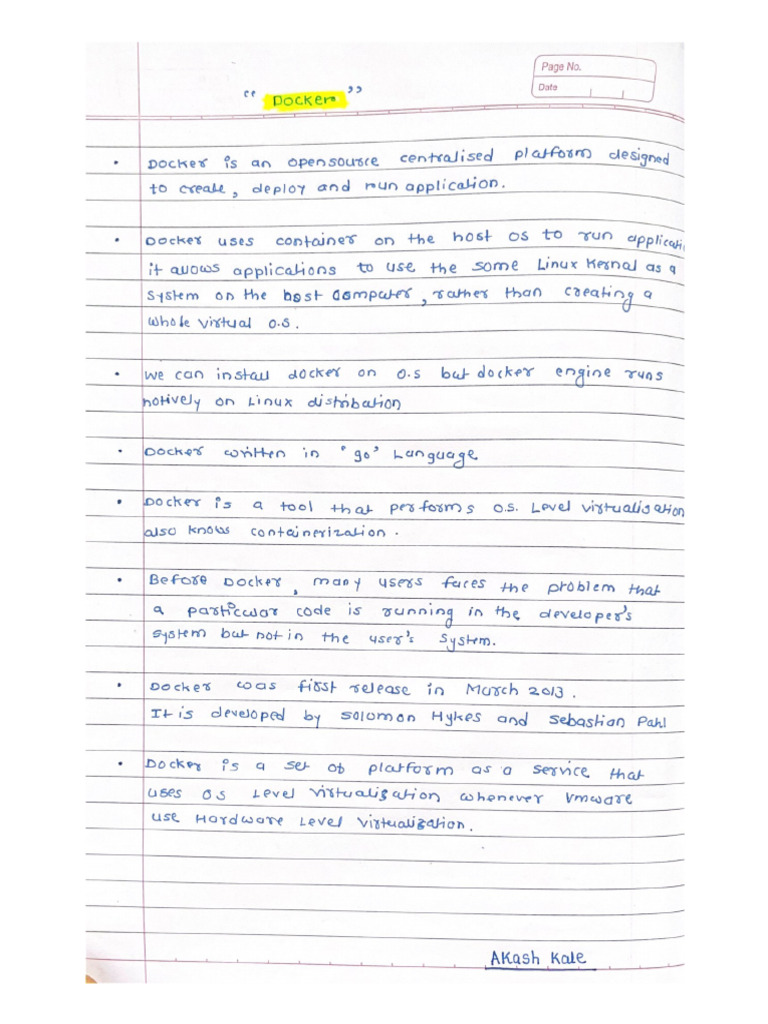 Docker Handwritten Notes | PDF