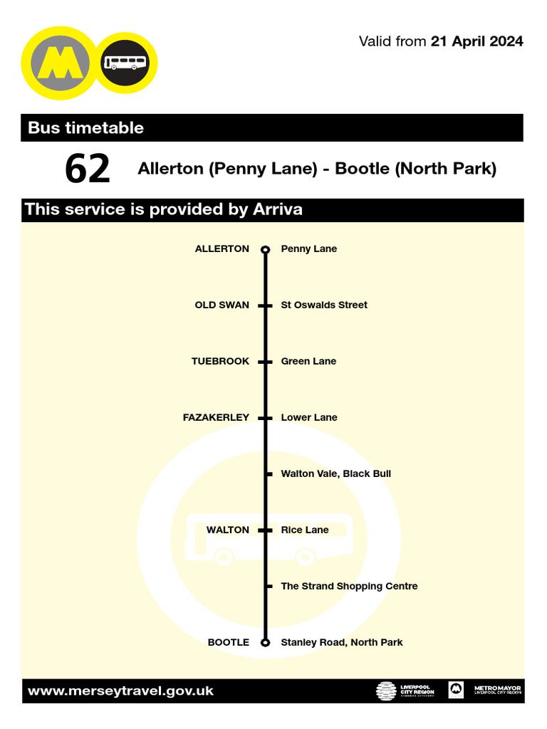 62 Bus Timetable to Aintree Hospital | PDF | Liverpool | Public Transport