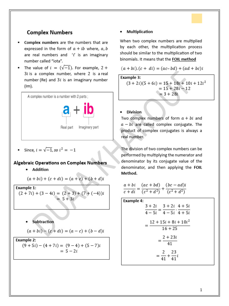 Complex Numbers 10G | PDF | Complex Number | Subtraction