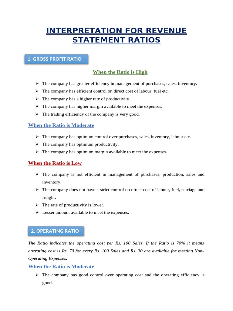 Revenue Statement Ratio Analysis Guide | PDF | Inventory | Investing