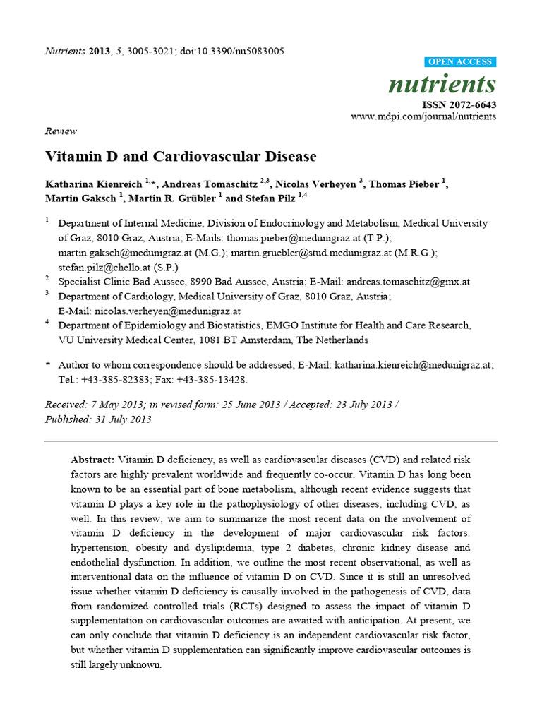 Vitamin D's Role in Cardiovascular Health | PDF | Vitamin D ...