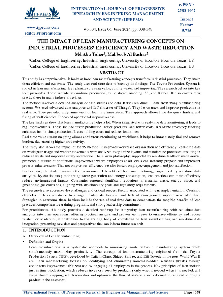 Lean Manufacturing's Impact on Efficiency | PDF | Lean Manufacturing ...