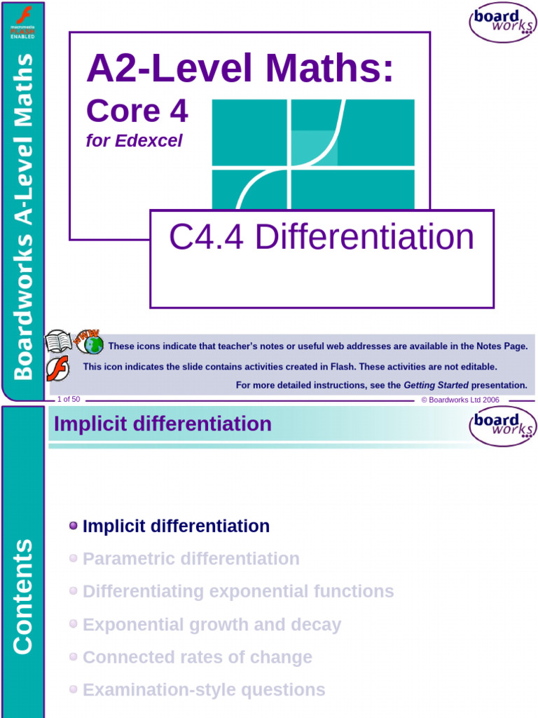 A2 Maths C4.4: Differentiation Techniques | PDF | Radioactive Decay ...