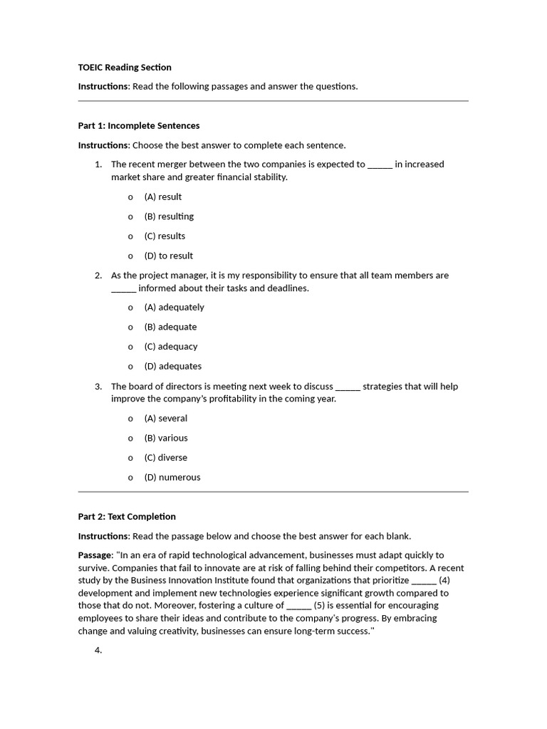TOEIC Reading Practice Test | PDF | Waste | Recycling