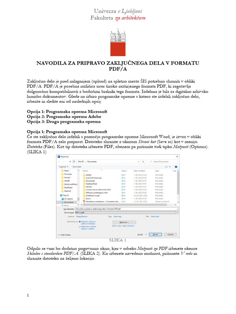NAVODILA ZA PRIPRAVO ZAKLJUCNEGA DELA V FORMATU PDF - A - Splet 1 | PDF