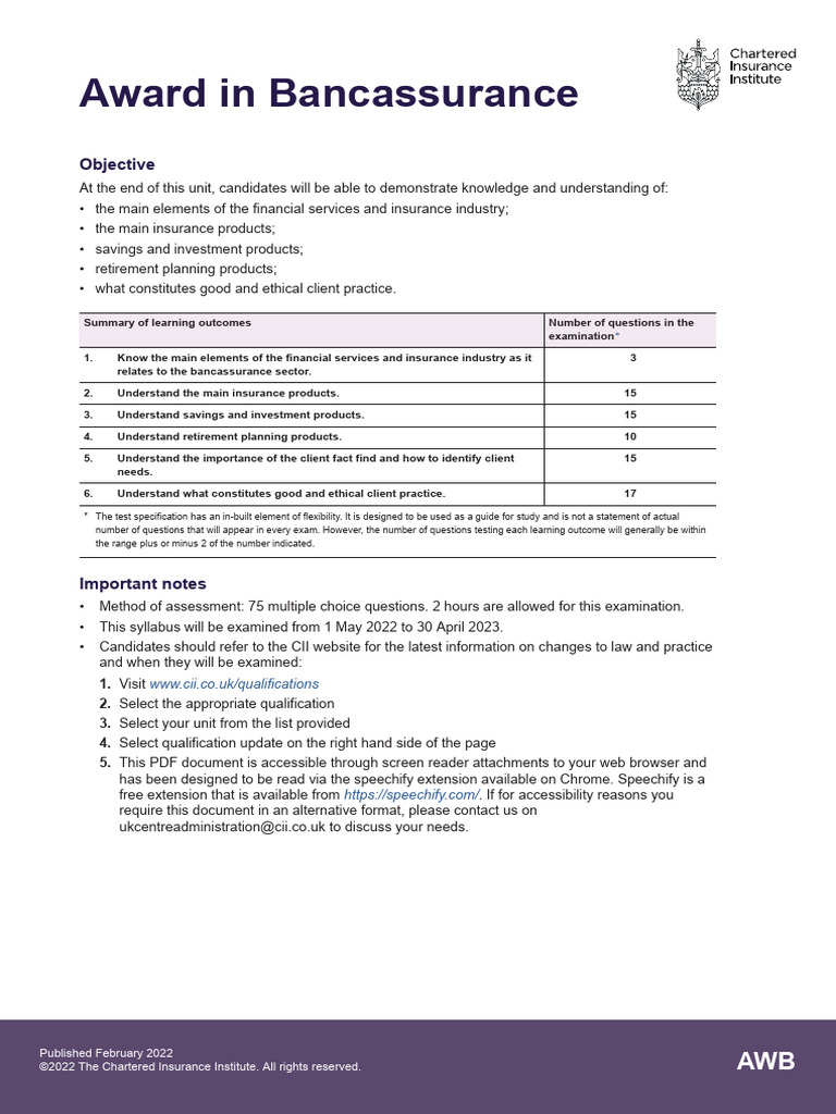 Awb syllabus 2022 pdf insurance retirement