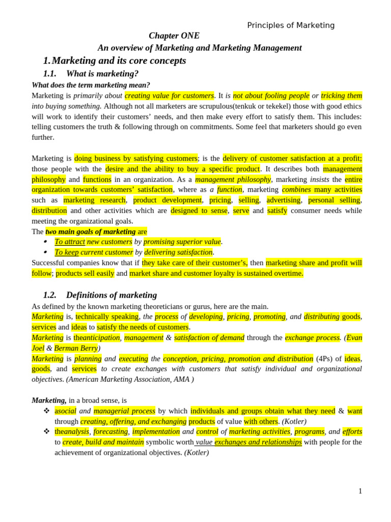 chapter 1 | PDF | Marketing | Market (Economics)