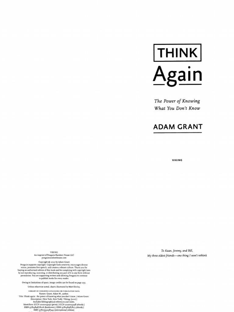 THINK Again The Power of Knowing What You Don't Know (CH 7) PDF