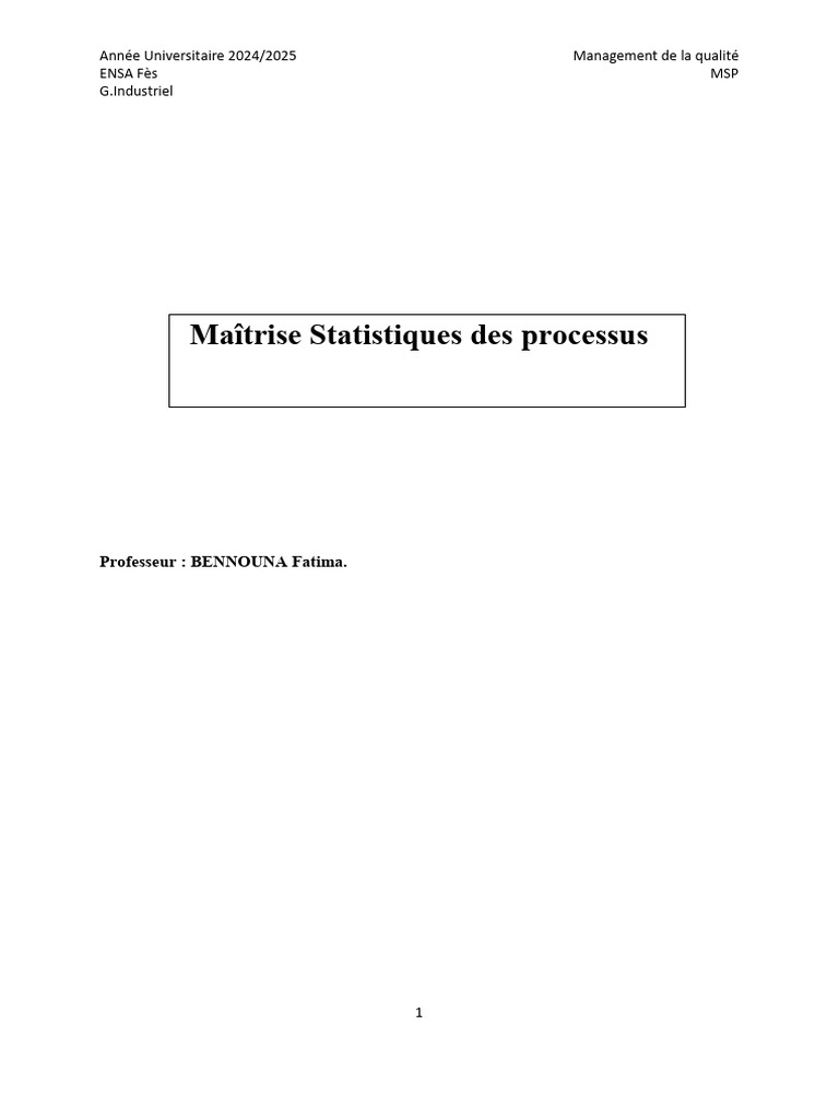 Maîtrise Statistique des Processus (MSP) | PDF | Loi normale