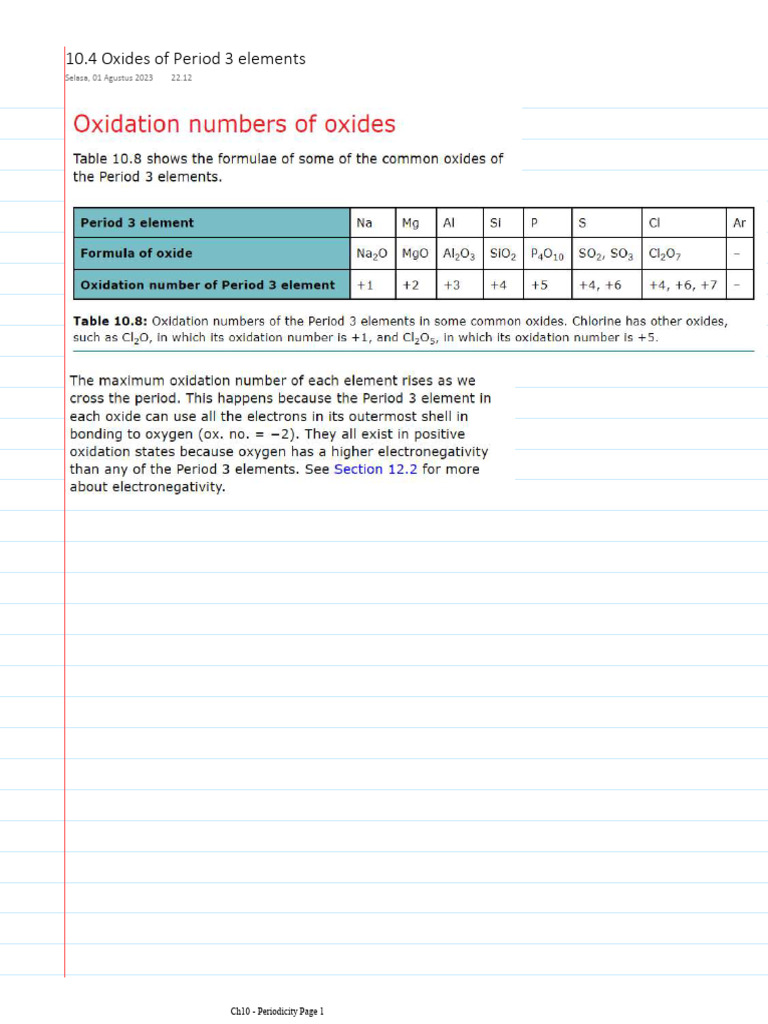 10.4 Oxides of Period 3 Elements | PDF