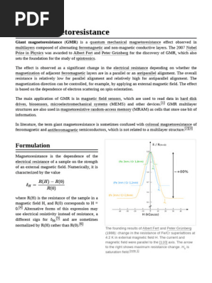 Giant Magnetoresistance Explained | PDF | Applied And