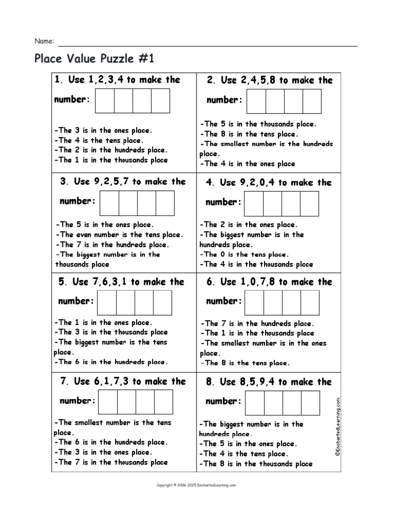 Place Value Puzzle Answer Key | PDF