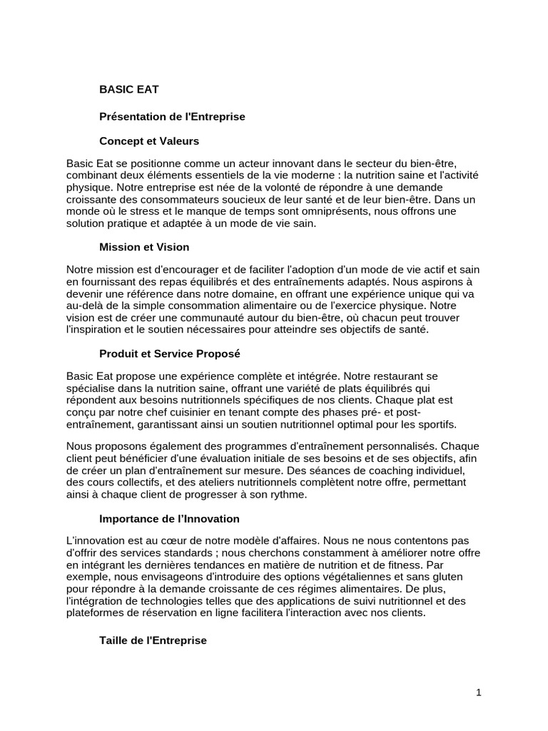 TP Basic Eat | PDF | Commercialisation | Comptabilité analytique
