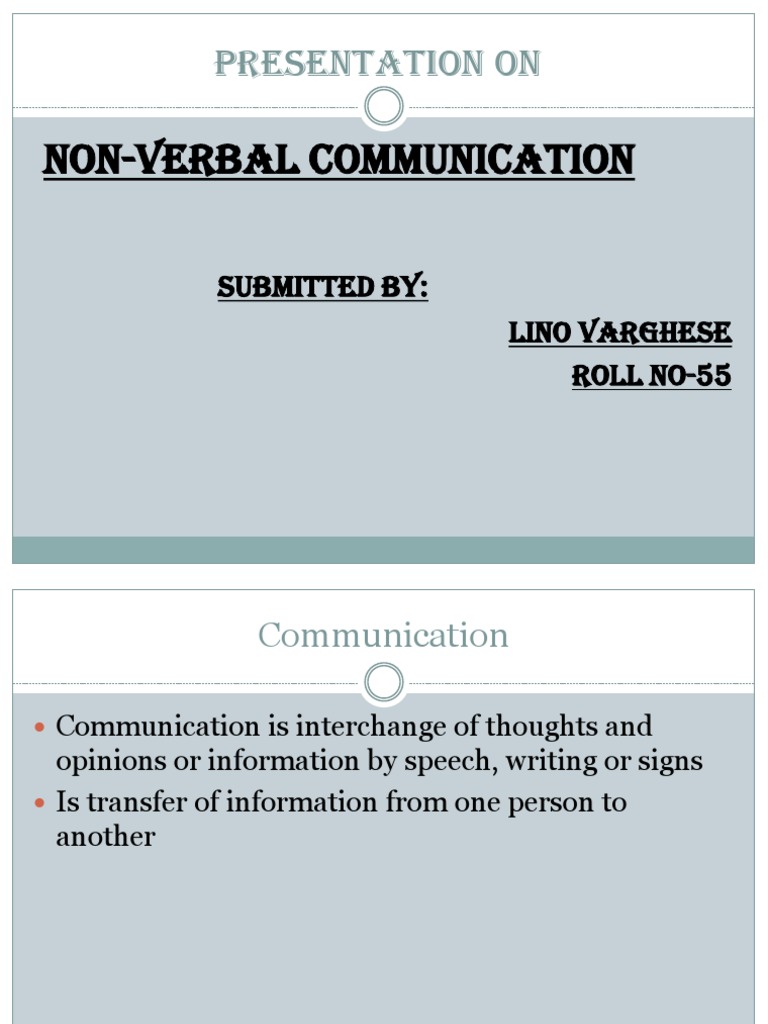 Non Verbal Communication | PDF | Career & Growth | Language Arts ...