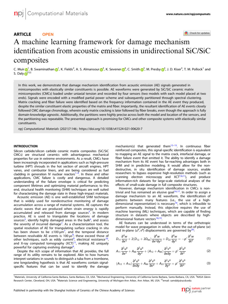 Machine Learning for CMC Damage Detection | PDF | Cluster Analysis