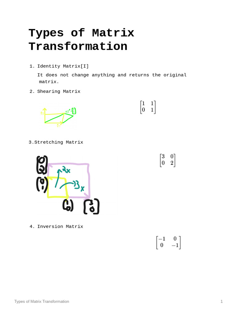 Types of Matrix Transformation 039a0411c7b24c4888f85cd1f0c27660 | PDF