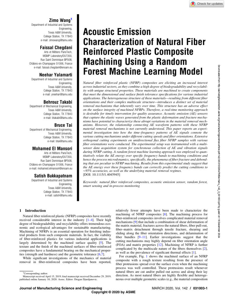 Acoustic Emission Characterization of Natural Fiber Reinforced Plastic ...
