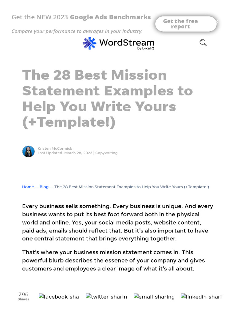 Best Mission Statement Examples & Template | PDF | Facebook | Linked In