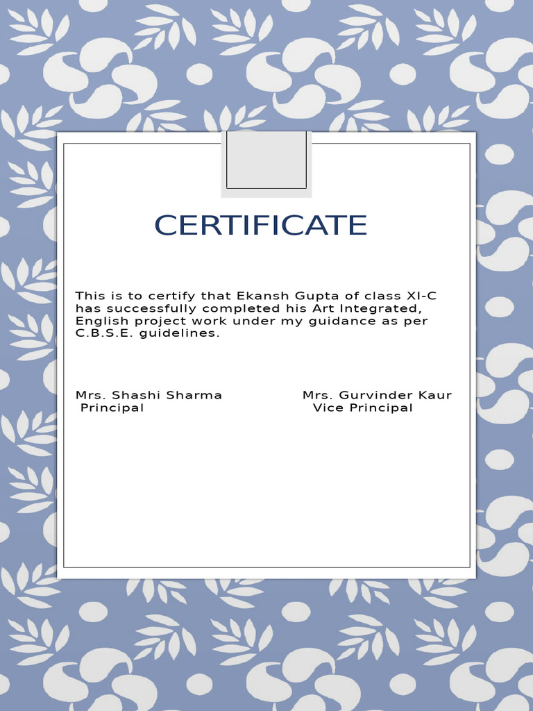 Student Project Completion Certificate | PDF
