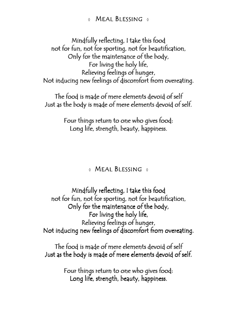 Blessing for Mindful Eating | PDF