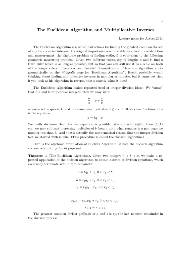 Euclid | PDF | Division (Mathematics) | Algorithms