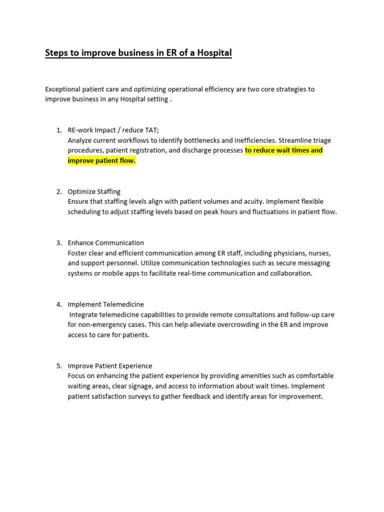 Enhancing ER Operations and Patient Care | PDF | Electronic Health ...