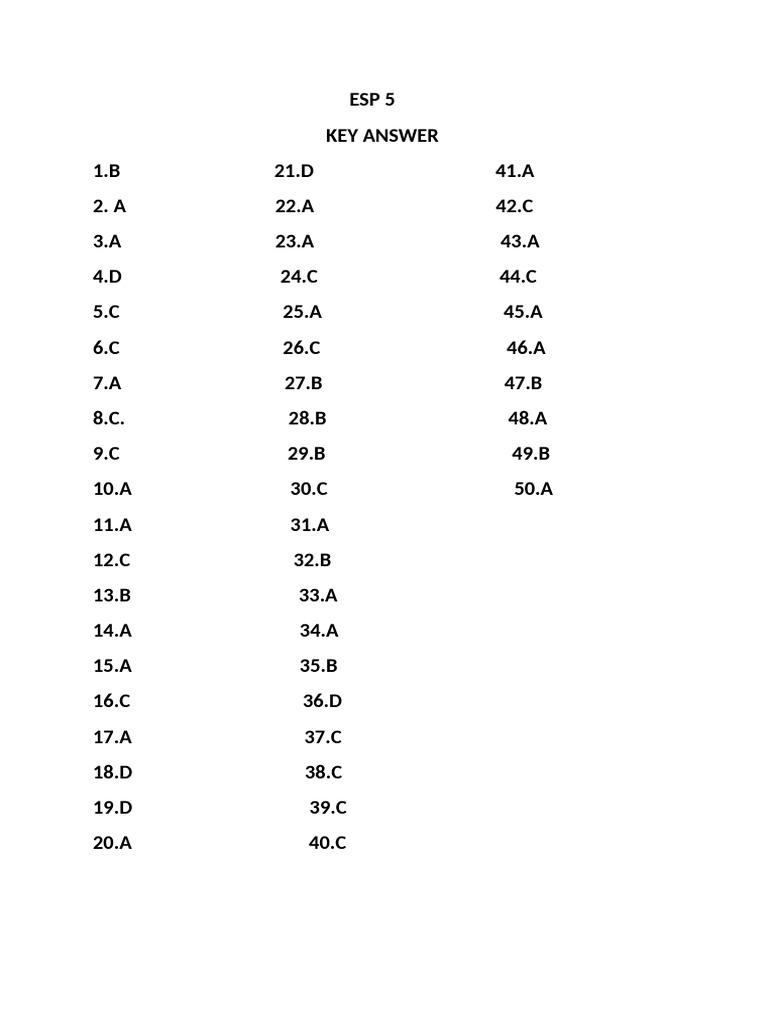 Esp 5 Q 2 Key Answer | PDF