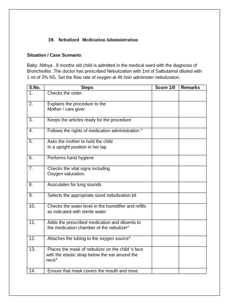 Nebulized Medication Steps for Infants | PDF
