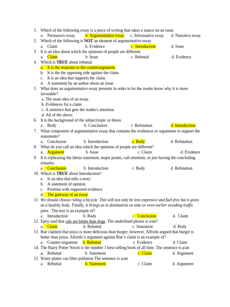 EXAM | PDF | Essays | Argument