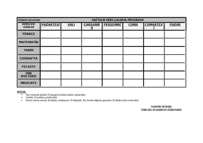 Beren Ders Programi | PDF