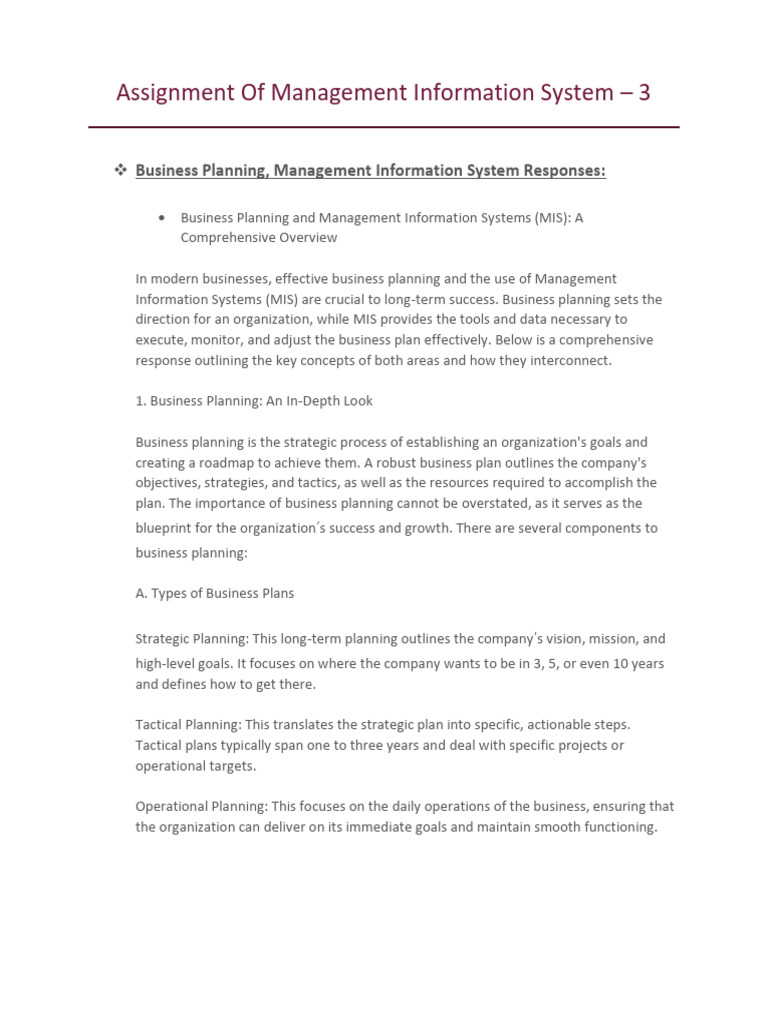 Business Planning & MIS Overview | PDF | Cloud Computing | Management ...
